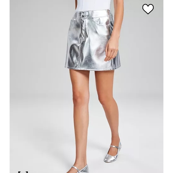 And Now This Metallic Faux Leather Mini Skirt NWT! - Picture 5 of 11